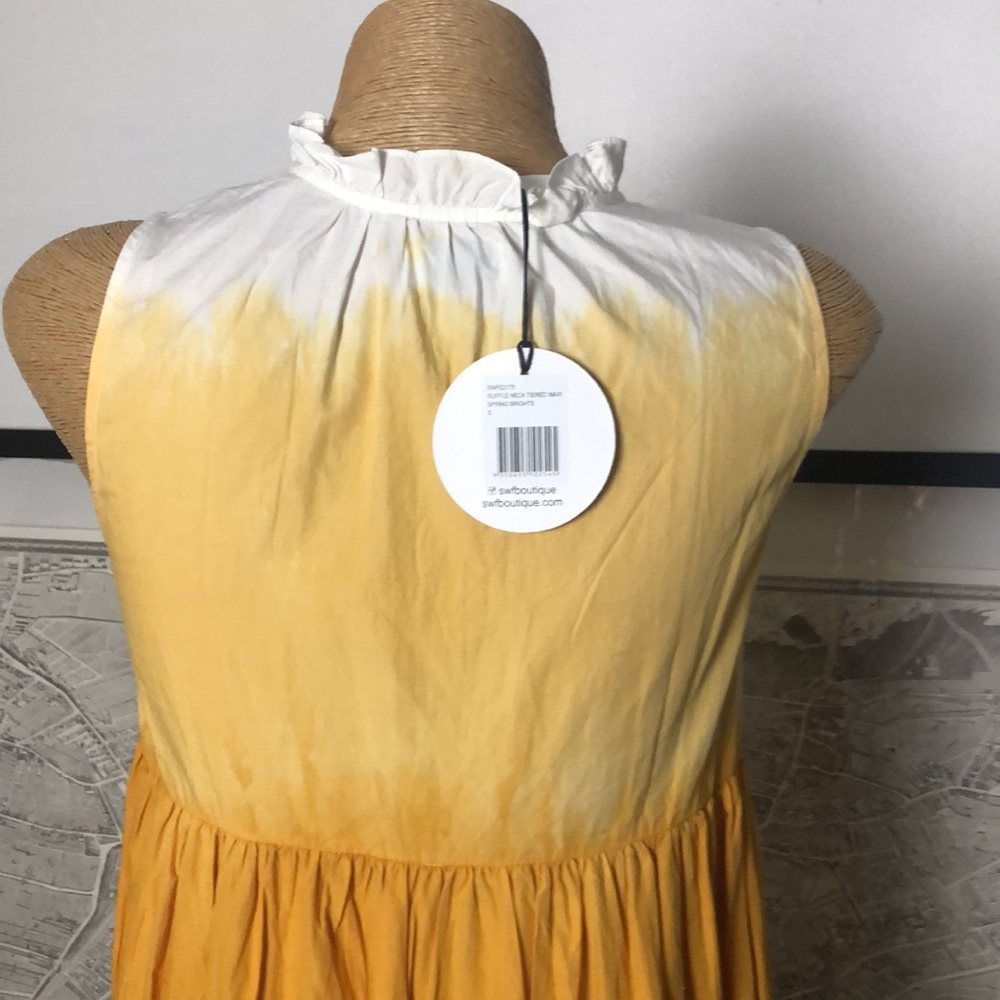 S/W/F Sleeveless Ombre Tiered Maxi Dress in Orange and Sage Size S - Picture 7 of 9